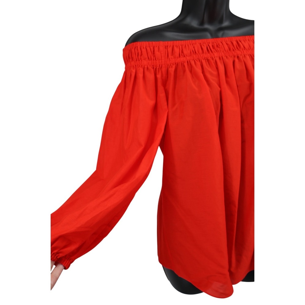 AG Los Angeles Red Off Shoulder Cotton Silk Blouse Top S NWOT Boho - Picture 3 of 6